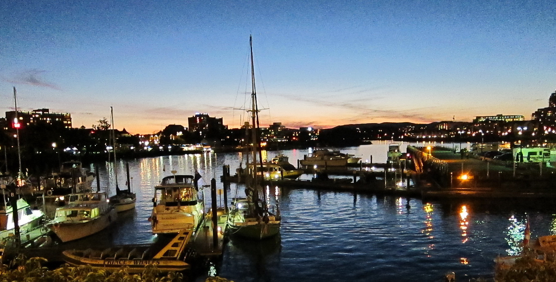 sunset at Victoria inner harbor