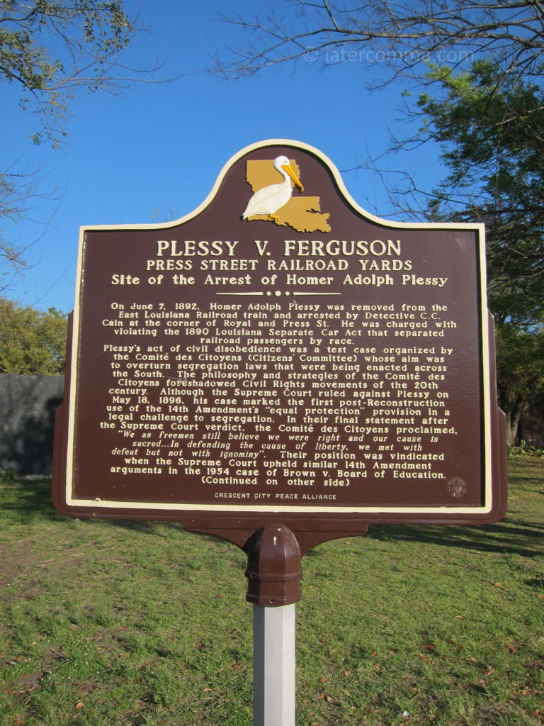 Plessy v. Ferguson monument, Faubourg Marigny.