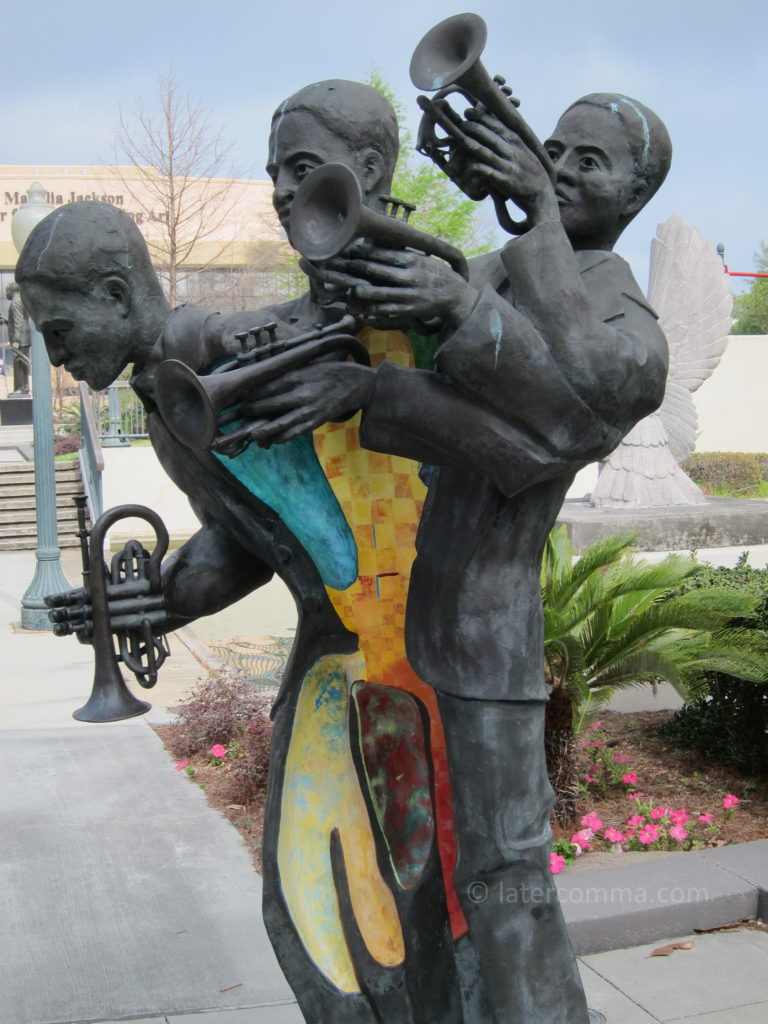 Buddy Bolden sculpture, Louis Armstrong Park.